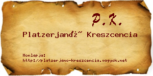 Platzerjanó Kreszcencia névjegykártya